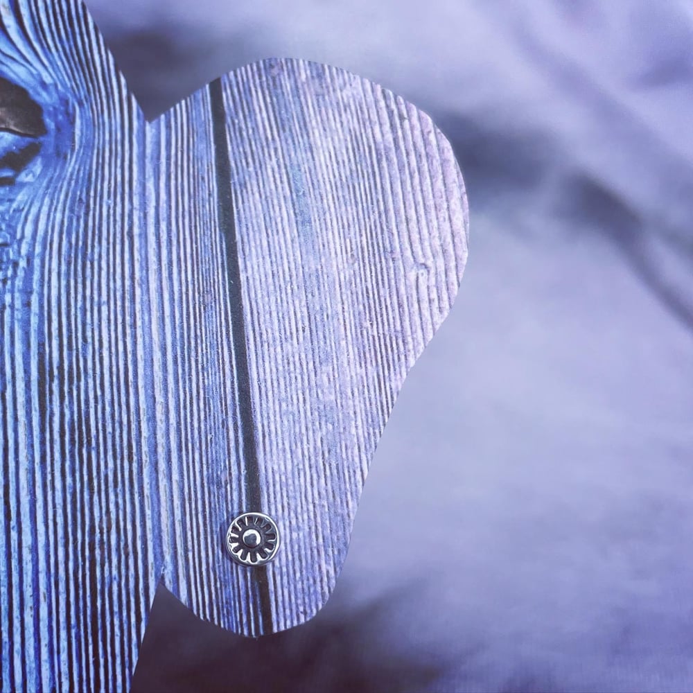 Handmade Tiny Sun Stamped Silver Studs