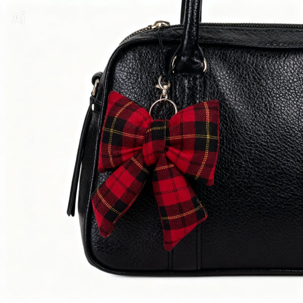 Image of Red Plaid Purse Charm 