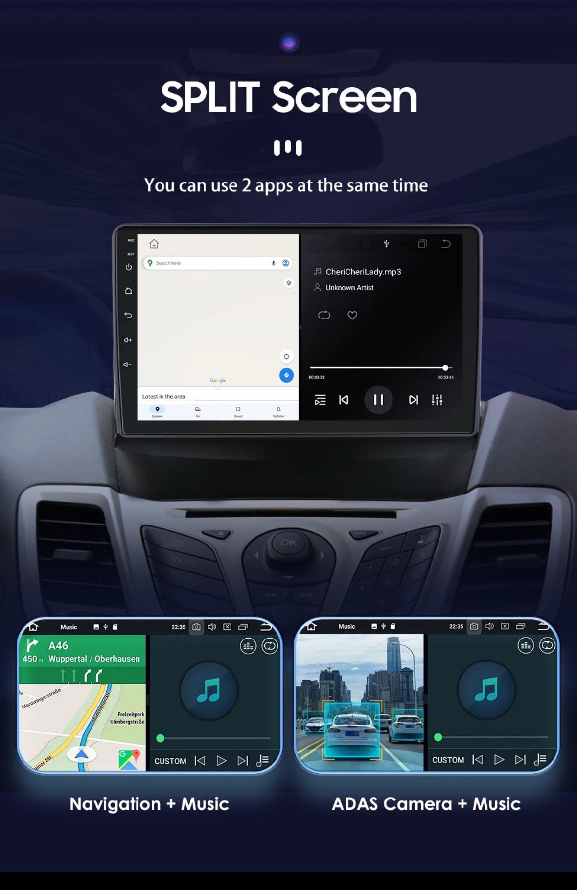Ford Fiesta Autoradio Android Pour 2009-2017 - CarPlay Sans Fil, Android Auto, GPS Et Caméra De Ford Fiesta Autoradio Android Pour 2009-2017 - CarPlay Sans Fil, Android Auto, GPS Et Caméra De
