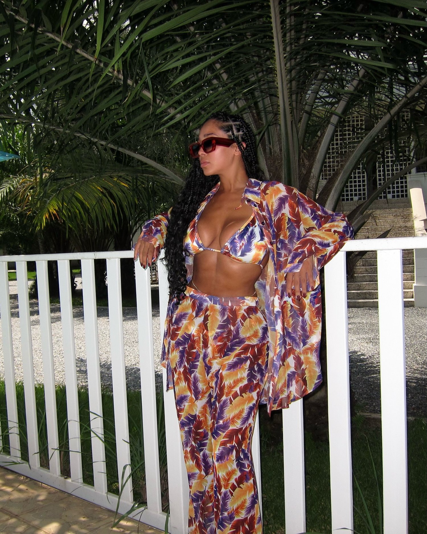 Image of LEAF PRINT BIKINI (SIZE 8) & BEACH COVERUP SET (SIZE 10)  
