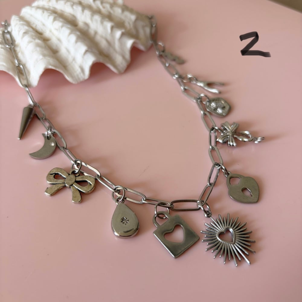 Image of Stainless Paperclip Charm Necklaces