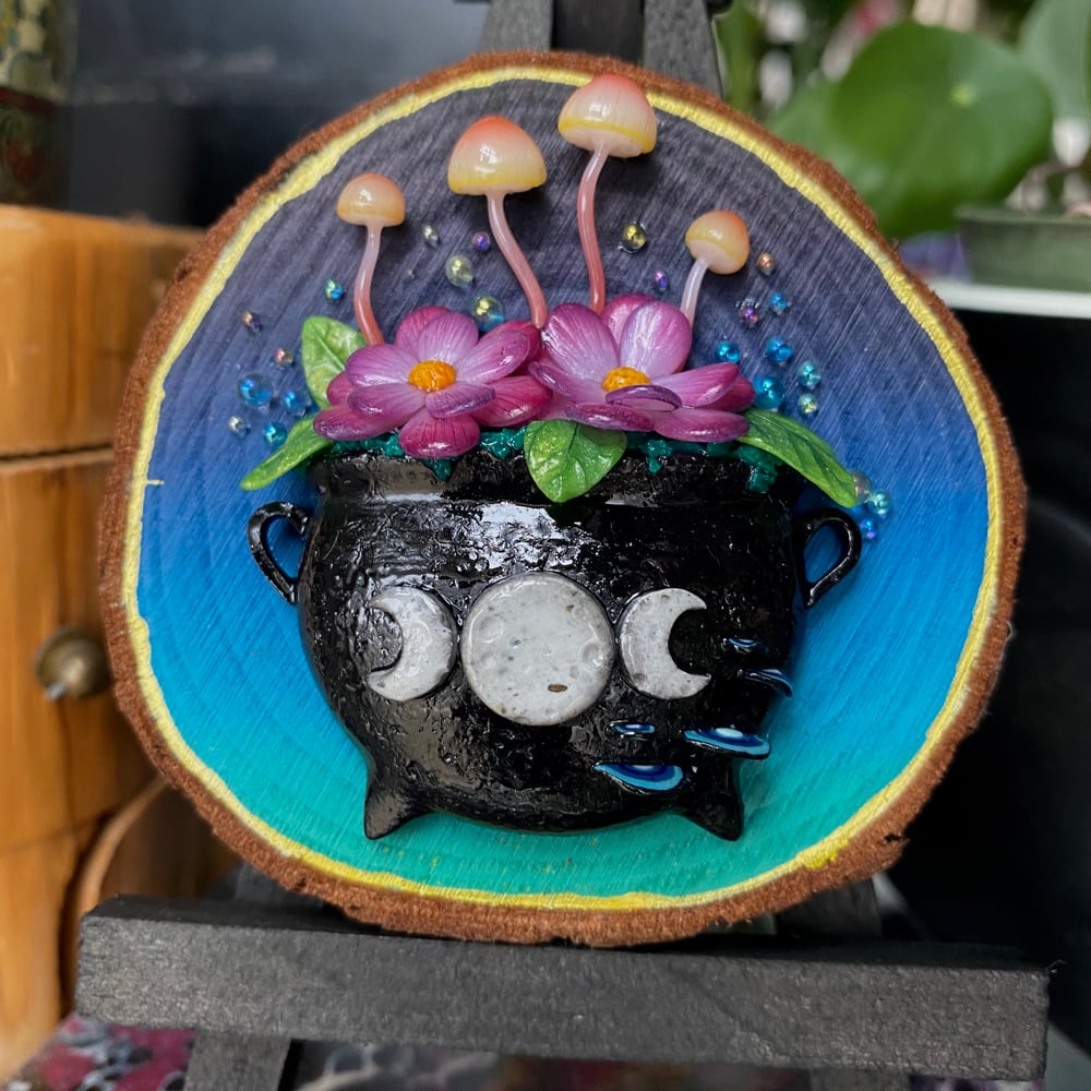 Image of Mushroom Cauldron Wood Sculpture
