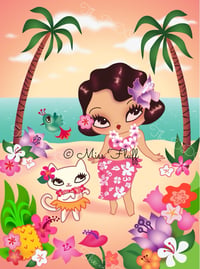 Image 1 of Hula Lulu’s Aloha Kitty Island Full Size Diamond Painting by Miss Fluff