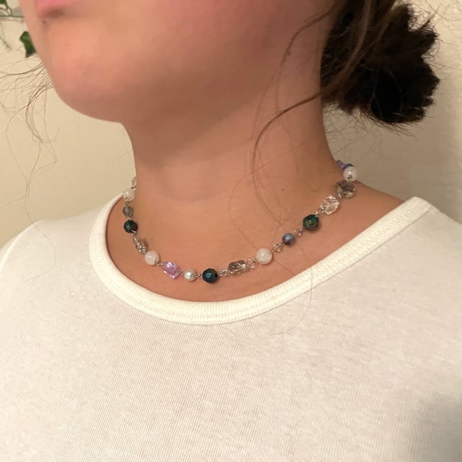 'midnight' beaded wire necklace