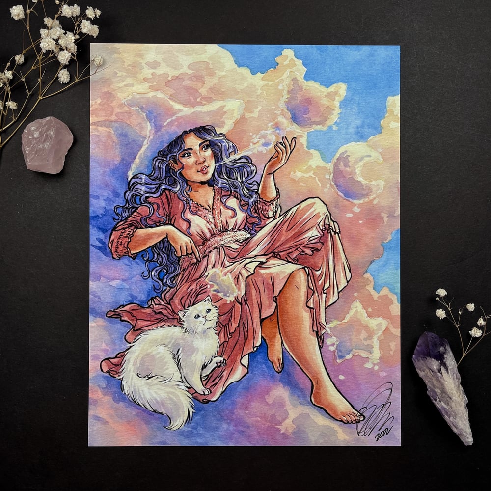 Cloud Witch Signed Watercolor Print