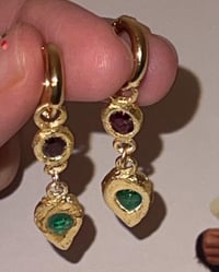 Image 2 of garnet + green cubic zirconia earrings