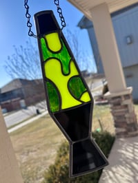 Image 4 of Retro Green Lava Lamp Stained Glass Suncatcher - Fremont Glass Retro Lava Lamp 