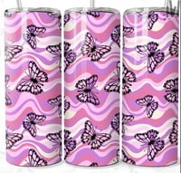 Purple butterfly retro  20oz tumbler