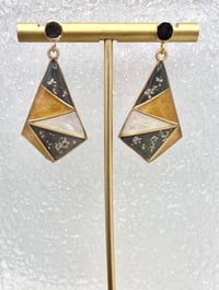 Image 2 of GOLD & BLACK FLORAL DANGLES