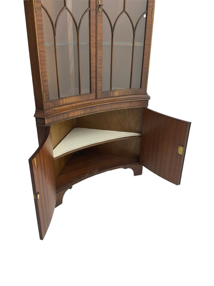 Image of mahogany glass cabinet curved corner
