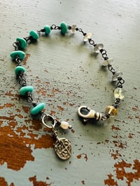 Image 1 of labradorite and campitos turquoise nugget charm bracelet