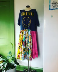 Image 1 of Upcycled NIRVANA flowey t-shirt midi dress