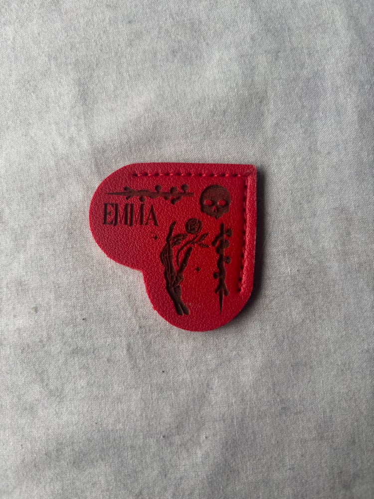 Image of Faux leather heart personalised bookmark 