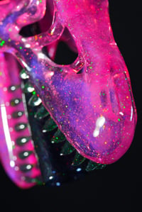 Image 5 of Fully crushed opal telamagenta Tyrannosaurus Flex pendant.