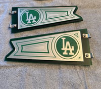 GREEN/CHROME FLAGS (PAIR) “LA” 