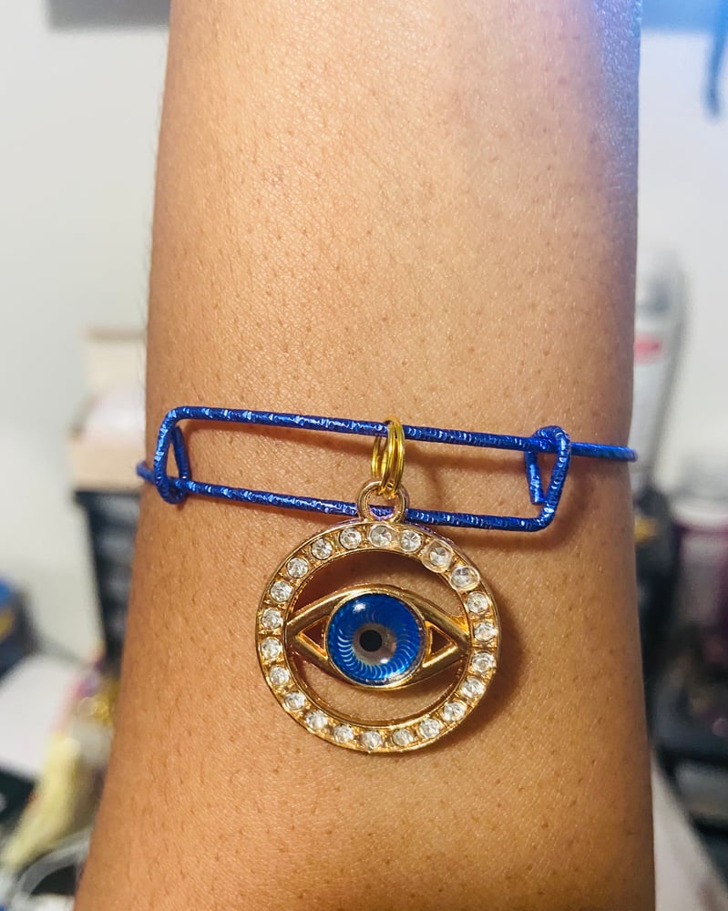 Image of Blue Evil eye protection bangle bracelet