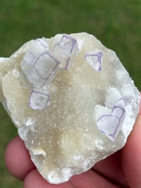 Image 12 of QR Code Fluorite On Druzy Quartz Matrix Specimen| Guizhou China #3058