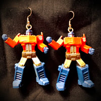 Image 1 of Optimus & Megatron UPcycled toy earrings