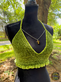 Image 2 of S/M Green Velvet Eclipse Corset Top