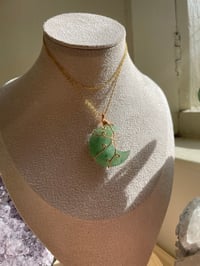 Image 3 of Gold Green Aventurine Moon Necklace