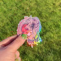 Image 2 of Holographic "Friendship Is Metal" Sticker
