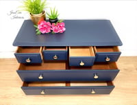 Image 4 of Vintage Stag Chest Of Drawers painted in navy blue
