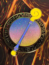 Image 1 of Dark Magical Circle & Magician Girl Wand Deluxe Hard Enamel Pin - 2.5 Inch