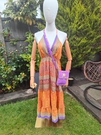 Image 1 of Havana Halter Dress- classic statement holiday piece- one size - YELLOW POP PURPLE