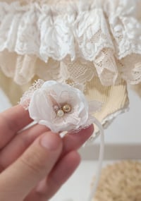 Image 3 of Photo prop newborn set - Livia - body-dress with headband (beige and off white)
