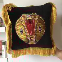 Image 10 of Cobra Head Snake Patch Black Velvet Cushion Cover