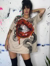 Image 3 of “BITE ME” CUSTOM HAND PAINTED T-SHIRT SIZE XL