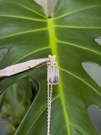 Image 4 of Silver Amethyst Rectangle Crystal Necklace