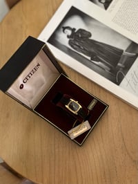 Image 1 of RARE Vintage Black Genuine Leather Watch Citizen- New in Box with tag 🏷️ 
