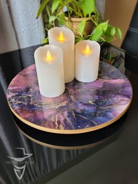 Image 2 of 15" Epoxy Resin Art Lazy Susan Turntable 'The Page of Swords'