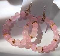 Image 1 of Pink & Gold Hoop Earrings 