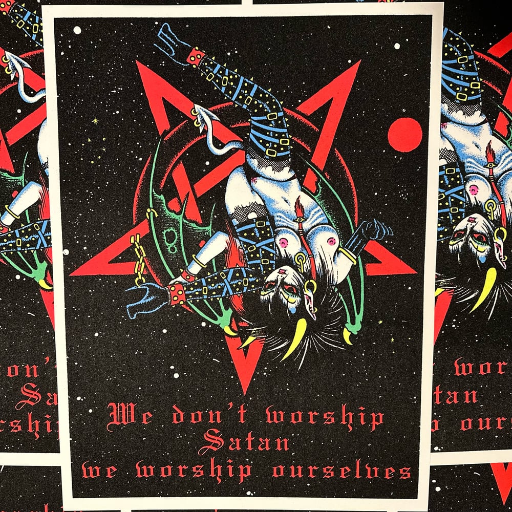 Image of We Don't Worship Satan Blacklight Poster