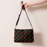 Image 1 of red roses black Crossbody bag
