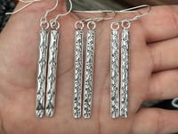 Image 1 of Sterling Stamped Pendulum Earrings