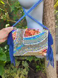 Image 7 of Chilean Bag -Blues fringes and strap