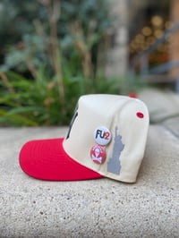 Image 2 of Yankee “ Never Lose” SnapBackHut Cream Red Brim