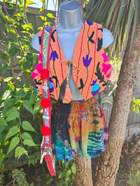 Image 1 of New York Embroidered Waistcoat Top Orange colours