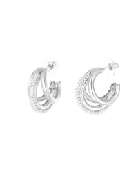 Image 2 of Triple Diamond Huggie Earrings
