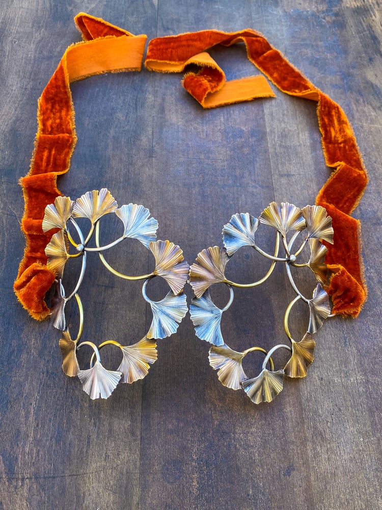 Image of Art Nouveau Ginkgo Brass Sterling Mask