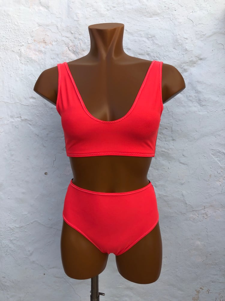 Image of Bikini alto Mandarina-Negro
