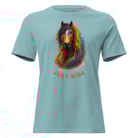 Image 5 of Just Ride Horse Lover Women’s T-Shirt – Colorful Equestrian Graphic Tee