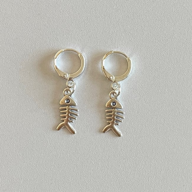 'mini fish' silver earrings