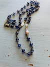 Iolite And Pearl Rosary Style Necklave