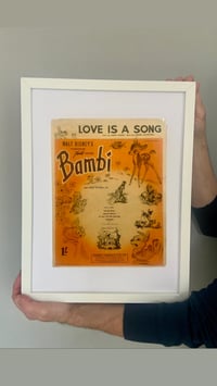 Image 4 of Bambi c1942, framed vintage sheet music of 'Love Is A Song'