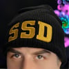Black Solid Gold SSD Logo New Era Knit beanie hat