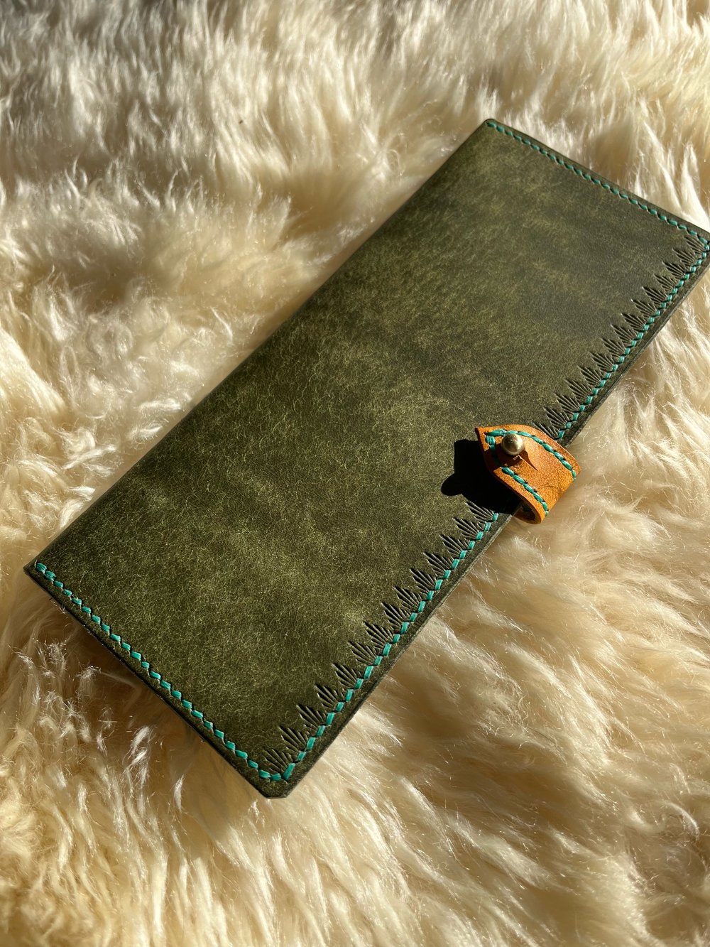 Image of Olive/Yellow Pueblo Long Wallet
